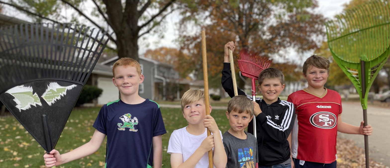 Boys proud of their raking